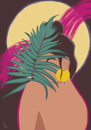 Tropical sun - ABSTRACT sexy girl LARGE print on canvas Цифровое искусство под названием "Tropical sun - ABST…" - Elena Polak, Подлинное произведение искусства, Цифровая живопись