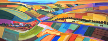 Countryside and Fields Peinture intitulée "Countryside and Fie…" par Trayko Popov, Œuvre d'art originale, Acrylique