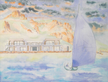 AQUARELLE originale et unique: Au large d'Anthéor Peinture intitulée "AQUARELLE originale…" par Isabelle Redonnet, Œuvre d'art originale, Aquarelle