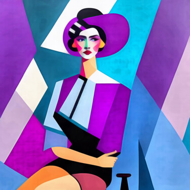 Digital Arts titled "The Sitting Queen" by Bachir Reddioui, Original Artwork, Digital Painting