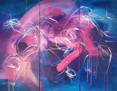 绘画 标题为“p i n k power” 由Ewa Nowak, 原创艺术品, 丙烯 安装在木质担架架上