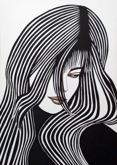 "Portrait with lines…" başlıklı Resim Ibrahim Unal tarafından, Orijinal sanat, Işaretleyici