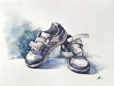 绘画 标题为“Favorite sneakers w…” 由Anna Hnatiuk, 原创艺术品, 水彩