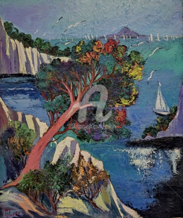 Peinture intitulée "Calanque" par Milorv, Œuvre d'art originale, Huile