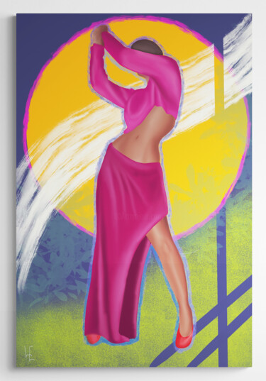 Dancing in the moonlight - ABSTRACT LARGE print on canvas Цифровое искусство под названием "Dancing in the moon…" - Elena Polak, Подлинное произведение искусства, 2D Цифровая Работа