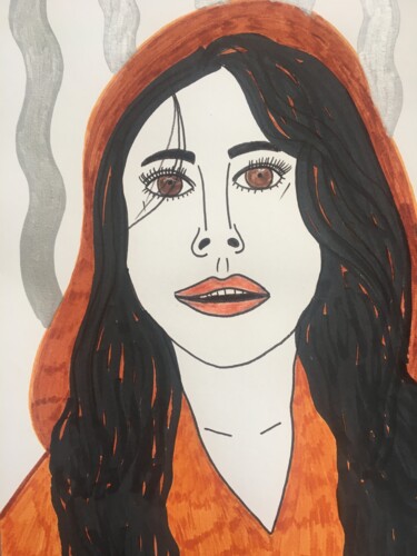 Drawing titled "Femme 187" by Florence Aubry, Original Artwork, Marker
