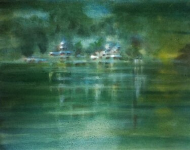 Painting titled "Songe mars 2023" by Dominique Maisonneuve, Original Artwork, Oil Mounted on Wood Stretcher frame