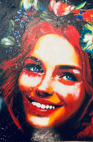 Painting titled "HAPPINESS 5" by Lino Scerbo, Original Artwork, Acrylic Mounted on Other rigid panel