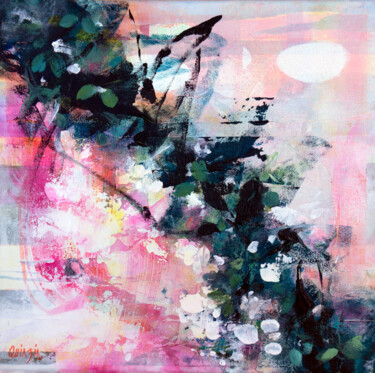 Peinture intitulée "Branche de cerisier…" par Marianne Quinzin, Œuvre d'art originale, Acrylique Monté sur Châssis en bois