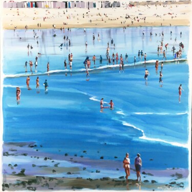 Eau Loin Painting titled "Eau Loin" by Cathy Doutreligne, Original Artwork, Acrylic Mounted on Wood Stretcher frame