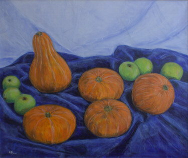 Painting titled "Still Life with Pum…" by Alexey Beregovoy, Original Artwork, Oil