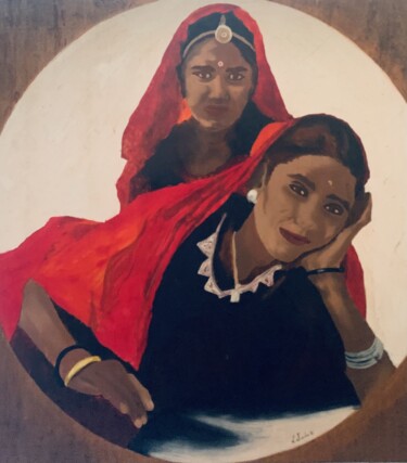 Pittura intitolato "Indian Sister" da Lino Scerbo, Opera d'arte originale, Olio