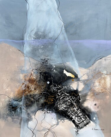 Painting titled "Ocean tones 8" by Abdelkader Kamal, Original Artwork, Acrylic Mounted on Wood Stretcher frame