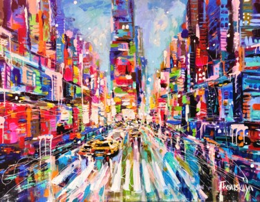 New York, New York - cityscape Peinture intitulée "New York, New York…" par Aliaksandra Tsesarskaya, Œuvre d'art originale, Acrylique Monté sur Châssis en…
