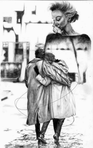 Disegno intitolato "Тогда, когда он был…" da Evgenii Zibert, Opera d'arte originale, Matita Montato su Cartone