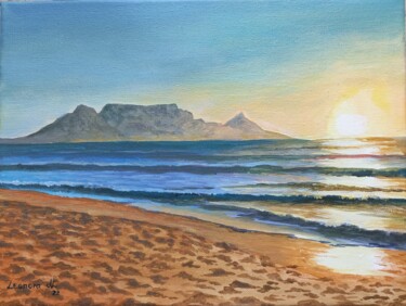 Peinture intitulée "Sunset with Table M…" par Leonora De Lange, Œuvre d'art originale, Acrylique