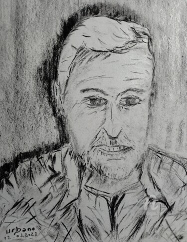 Drawing titled "Autoportrait Robert…" by Roberto Urbano, Original Artwork, Charcoal