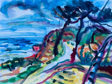 Bordeauxfarbener Windflüchter 제목이 "Bordeauxfarbener Wi…"인 미술작품 Wolfgang Schlüter로, 원작, 수채화