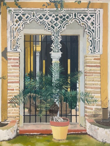 Schilderij getiteld "Las Dueñas" door Sophie Cousineau, Origineel Kunstwerk, Olie Gemonteerd op Frame voor houten brancard
