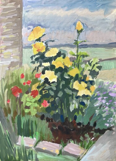 “ Yellow Roses ” Original Gouache painting by Ukrainian arti Painting titled "“ Yellow Roses ” Or…" by Anastasiia Moskvitina, Original Artwork, Gouache