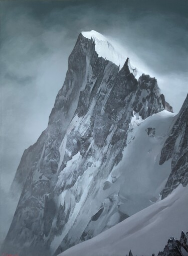 Peinture intitulée "Les Grandes Jorasses" par Patrick Egger, Œuvre d'art originale, Acrylique Monté sur Châssis en bois