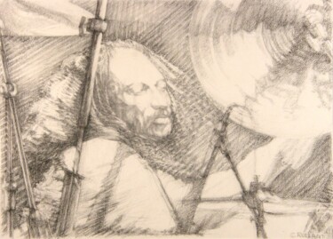 Dessin intitulée "portrait jazz 23" par Christian Rolland, Œuvre d'art originale, Fusain