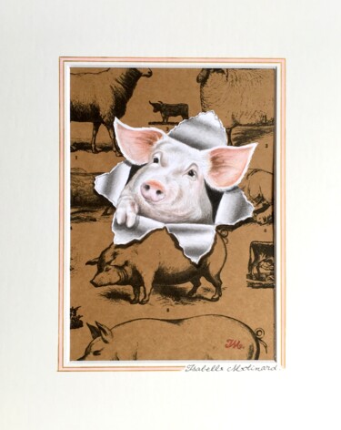 Peinture intitulée "Cochonnet" par Isabelle Molinard, Œuvre d'art originale, Aquarelle
