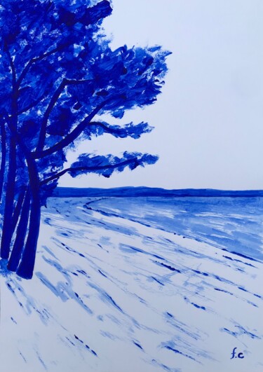 Painting titled "La Plage du Cap Coz…" by Frédéric Cadiou, Original Artwork, Acrylic