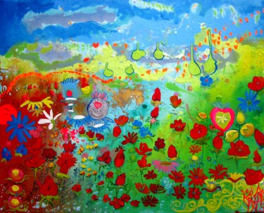 Peinture intitulée "L’AMOUR EST DANS LE…" par Isabelle Brisset, Œuvre d'art originale, Huile Monté sur artwork_cat.