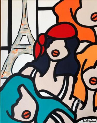 Peinture intitulée "Les Petites Nanas à…" par Caroline Montigneaux, Œuvre d'art originale, Acrylique Monté sur Châssis en bo…