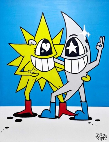 Malerei mit dem Titel "Cuando la Luna bail…" von Pez Barcelona, Original-Kunstwerk, Aerosol