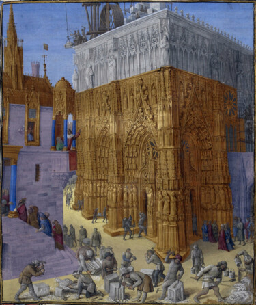 Construction du Temple de Jérusalem Flavius Josèphe Peinture intitulée "Construction du Tem…" par Jean Fouquet, Œuvre d'art originale, Huile