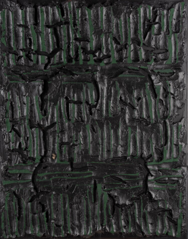 绘画 标题为“Vert d'écriture” 由Sylvie Mayer, 原创艺术品, 颜料 安装在木质担架架上