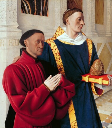Peinture intitulée "Etienne Chevalier a…" par Jean Fouquet, Œuvre d'art originale, Huile
