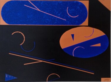 Painting titled "Bleuté cuivré" by Stephane Fresny, Original Artwork, Acrylic