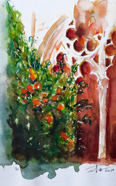 A l'ombre des orangers Peinture intitulée "A l'ombre des orang…" par Madit, Œuvre d'art originale, Aquarelle
