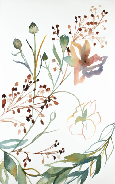 绘画 标题为“Floral No. 3” 由Elizabeth Becker, 原创艺术品, 水彩