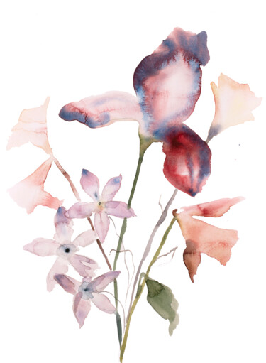 Floral No. 10 绘画 标题为“Floral No. 10” 由Elizabeth Becker, 原创艺术品, 水彩