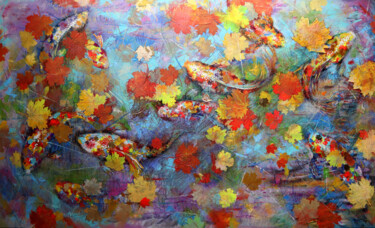 Peinture intitulée "Koi Fish 1." par Rakhmet Redzhepov, Œuvre d'art originale, Huile
