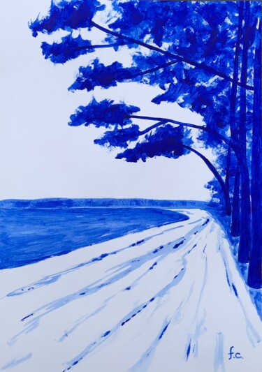 Painting titled "La Plage du Cap Coz…" by Frédéric Cadiou, Original Artwork, Acrylic