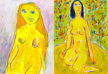 绘画 标题为“Yellow sisters” 由Jean Mirre, 原创艺术品, 油