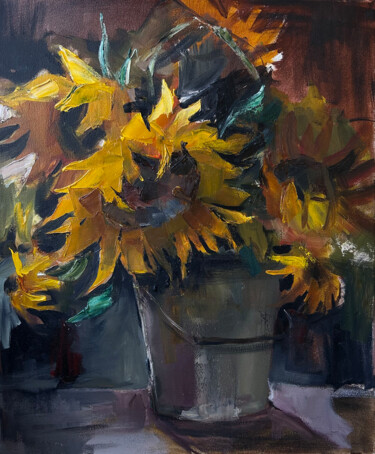 제목이 "Sunflowers — flower…"인 미술작품 Maryna Hryhorenko로, 원작, 기름 나무 들것 프레임에 장착됨