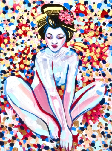 绘画 标题为“Geisha colorful pai…” 由Julia Brinkfrau, 原创艺术品, 丙烯