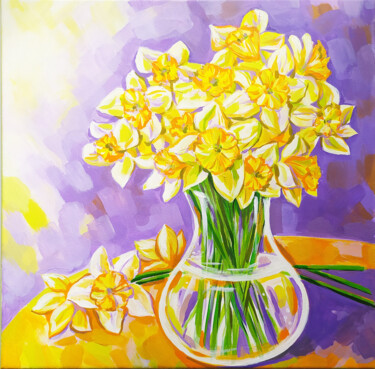 제목이 "Daffodils art flowe…"인 미술작품 Nadezhda Kokorina로, 원작, 아크릴