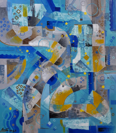 Blue python Painting titled "Blue python" by Serhii Voichenko, Original Artwork, Oil