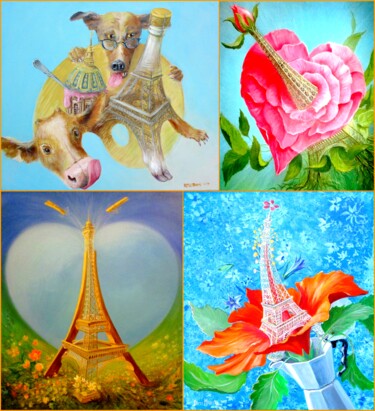 Expose 4 tableaux de Paris 2023 Restaurant Moulin de Fourges