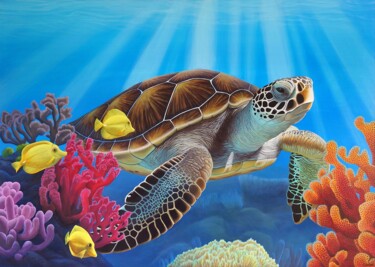 Sérénité océanique Peinture intitulée "Sérénité océanique" par Aline Belliard, Œuvre d'art originale, Acrylique