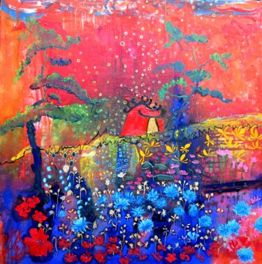 Peinture intitulée "LA PAGODE" par Isabelle Brisset, Œuvre d'art originale, Huile