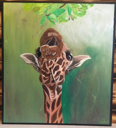 Peinture intitulée "GIRAFE GOURMANDE" par Diche, Œuvre d'art originale, Acrylique