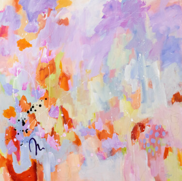 Petites pensées s'envolent comme autant de bluettes Painting titled "Petites pensées s'e…" by Chantal Proulx, Original Artwork, Acrylic Mounted on Wood Stretcher frame